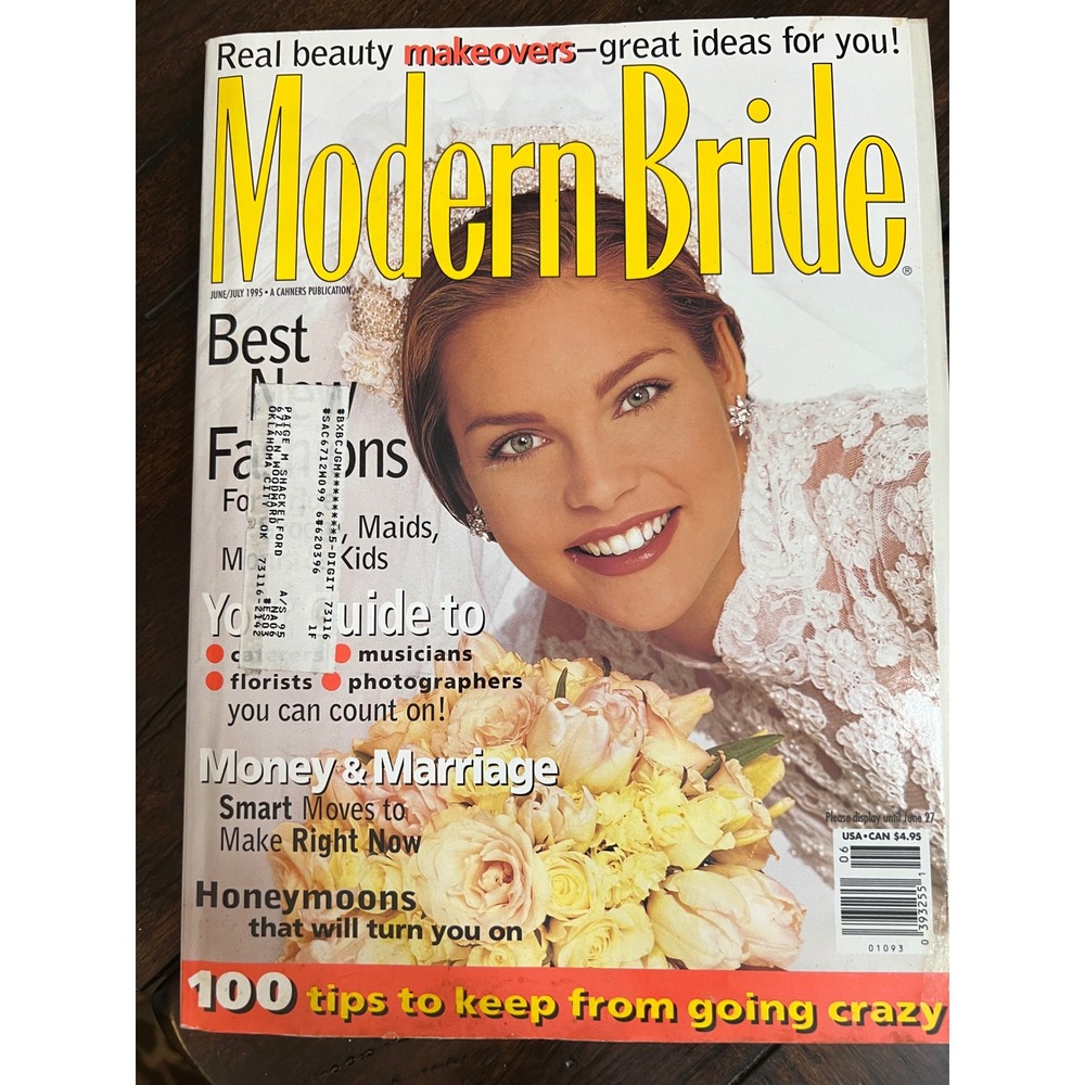 Vintage 90s MODERN BRIDE Magazine June/July 1995 Wedding Retro Fashion Style